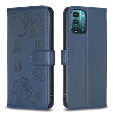 Imagem de Para Nokia G11/G21, capa carteira com 3 cartões e 1 compartimento para dinheiro, capa de telefone flip de couro PU à prova de choque compatível com Nokia G11/Nokia G21 de 6,5 polegadas (azul)