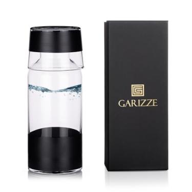 Imagem de GARIZZE Conjunto de garrafa de água de cabeceira e vidro para quarto, jarra de cabeceira e conjunto de vidro, decantador de enxaguante bucal para banheiro, jarra de água com copo de vidro para mesa de