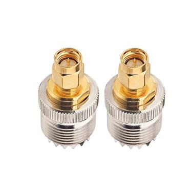 Imagem de supmory SMA macho para SO239 UHF fêmea RF adaptador coaxial SO-239(PL259) conversor conector 50 ohm de 2 unidades