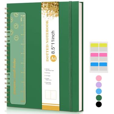 Imagem de Caderno espiral com papel quadriculado, 22 x 28 cm, grande, A4, para mulheres e homens, papel milimetrado 100 g/m², diários espirais de capa dura de plástico para desenho, escola, trabalho, verde