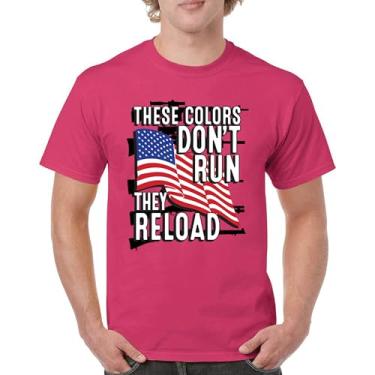 Imagem de Camiseta masculina These Colors Don't Run They Reload 2nd Amendment 2A Don't Tread on Me Second Right Bandeira Americana, Rosa choque, G