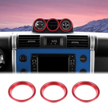 Imagem de Aunginsy Tampa decorativa do anel do painel do console central do carro compatível com Toyota FJ Cruiser 2007-2024 carro liga de alumínio relógio cronômetro bússola anel guarnição acessórios