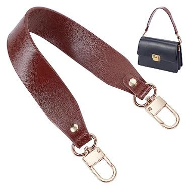 Imagem de PH PandaHall Alça de bolsa de couro genuíno, alça de bolsa curta de 37 cm, alça de substituição para bolsa de couro bovino, alça larga com fivelas giratórias douradas claras para bolsa, bolsa, pasta, marrom, 1 peça