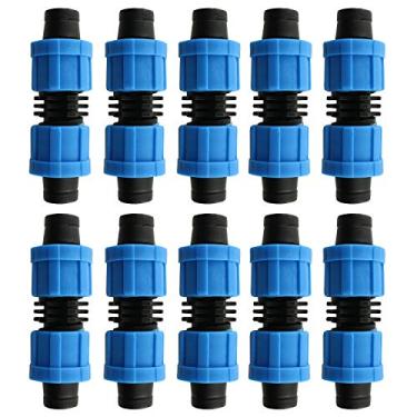 Imagem de JCBIZ 10 peças de acoplamento de irrigação por gotejamento 16 mm conector azul ferramentas de irrigação agrícola 1/2 polegada acessórios de tubo de irrigação por gotejamento de junta universal para a