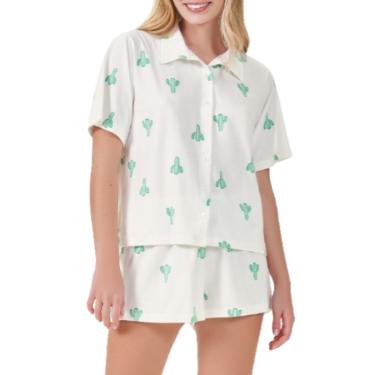 Imagem de Pijama Feminino Curto com Abertura Espaço Pijama 4010044 Branco  feminino