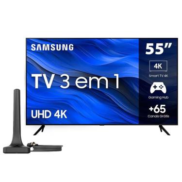 Imagem de Smart TV 55" UHD 4K Samsung 55CU7700 Crystal 4K, Gaming Hub, Visual Livre de Cabos, Tela sem limites, Alexa built in + Antena para TV Digital