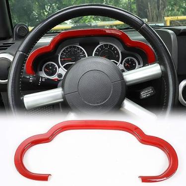 Imagem de JeCar Moldura para painel de instrumentos de carro acessórios interiores para Jeep Wrangler JK e Unlimited 2/4 portas 2007-2010 (vermelho)