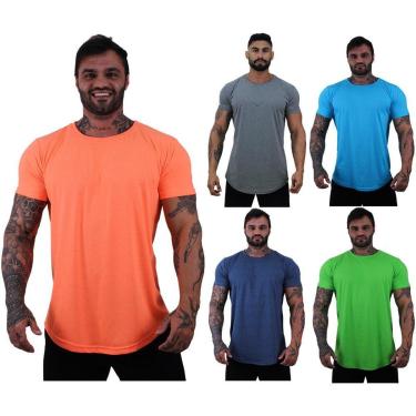 Imagem de Kit 5 Camiseta Longline MXD Conceito Slim Cores Básicas e Mescladas Lisas-Masculino