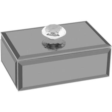 Imagem de Porta Joias Caixa Organizador Espelhado Mdf 3x6x10cm Preto Decorativo