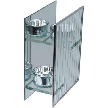 Imagem de Castiçal Decorativo Enfeite Porta Vela Home&co 2 Velas Vidro 16x13x6cm Transparente