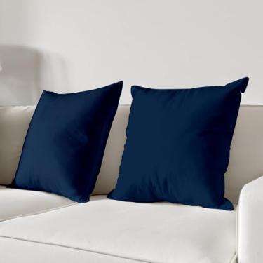 Imagem de Kit 2 Capas de Almofada Linho Lisas (Azul - 45x45cm)