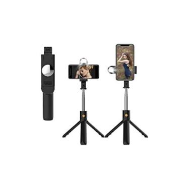 Imagem de Bastão Pau De Selfie Bluetooth c/Controle 68cm + Tripé E Led K10-S Preto