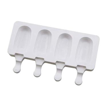 Imagem de Aeyistry Moldes de silicone de picolé com tampa, molde de mini sorvete de 4 cavidades com 20 palitos de madeira, moldes de picolé reutilizáveis para mini sorvete faça você mesmo
