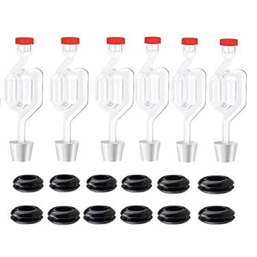 Imagem de Conjunto de Airlock de bolha dupla [6 unidades], kits de cerveja, airlock para fermentação, airlock de fermentação com 6 rolhas + 12 ilhós