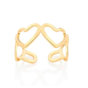 Imagem de Anel banhado ouro 3x 24k 18k e 22k feminino rommanel ajustável coraçõe