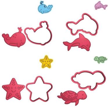 Imagem de Kit 4 Cortadores Golfinho Estrela Tartaruga Baleia - DOCE IMPRESSO, 7,