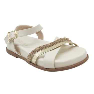 Imagem de Sandália Feminina Plataforma Brilho Modare 7188103, Branco off, Dourad
