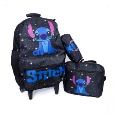 Imagem de Kit Mochila Escolar Menino De Rodinhas Do LILO e STITCH / Personagem S