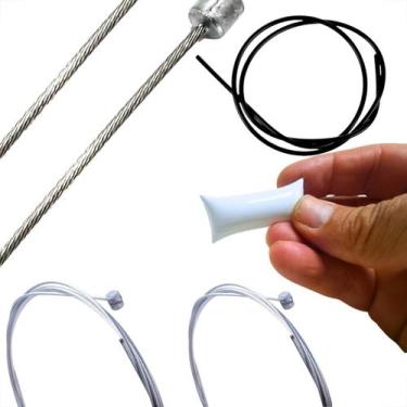 Imagem de Cabos + Conduites C/ Teflon P/ Freio E Marcha Completos Bike Vaselina 