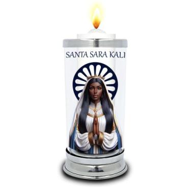 Imagem de Protetor de Velas Santa Sara Kali Copo Vidro Castiçal 7 dias - Balaio 