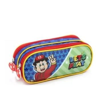 Imagem de Estojo Duplo Espaçoso Jogo Mario Bross Para Criança Escolar Bolsinha D