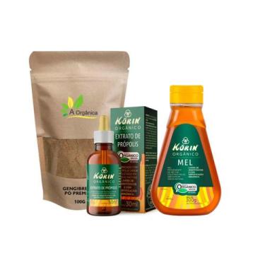 Imagem de Kit: Gengibre em Pó Premium 100g, Própolis Verde 30ml, Mel Orgânico 30
