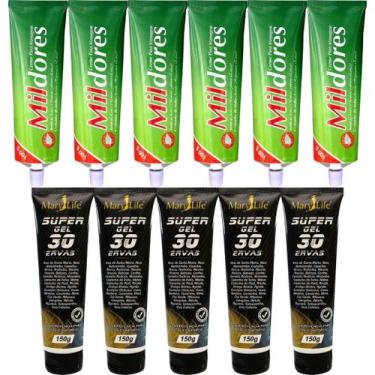 Imagem de Kit 6 Creme Para Massagem Mil Dores 100g + 5 Super Gel 30 Ervas 150g -
