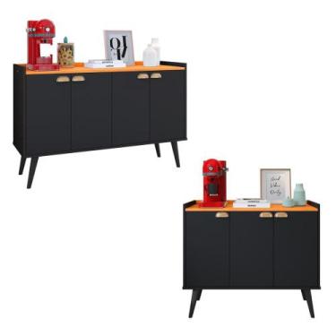 Imagem de Kit Aparador Sala Retrô 3 Portas Cantinho Café Truzzi e Buffet Armário