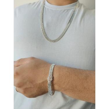 Imagem de Conjunto Corrente E Pulseira 10mm Grumet Prata 925 Gaveta - DR Joias