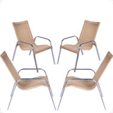 Imagem de Conjunto 4 Cadeiras Alumínio Área Externa Fortaleza Fibra Sintética Ar