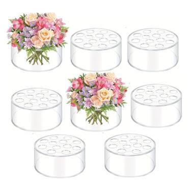 Imagem de Peça central floral de acrílico para decoração de mesa de jantar, casamento, vaso de flores redondo, arranjador de base de 12 furos, peça central Vas (8)