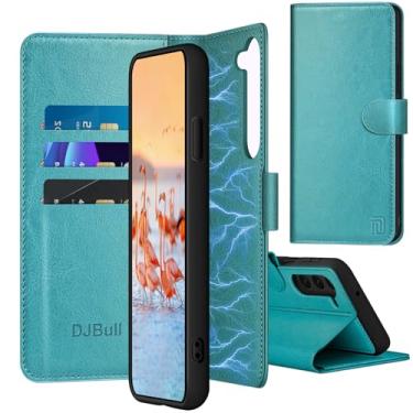 Imagem de DJBull Capa carteira 2 em 1 destacável para Samsung Galaxy S23 5G com suporte para cartão de crédito 【bloqueio RFID】, capa protetora de couro PU flip para mulheres e homens para Samsung S23 capa de telefone azul verde