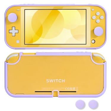 Imagem de DLseego Capa para Switch Lite Console 2019, capa protetora rígida de plástico antiderrapante com absorção de choque e controle Joy Con com 2 peças de tampas fofas para polegar - roxo