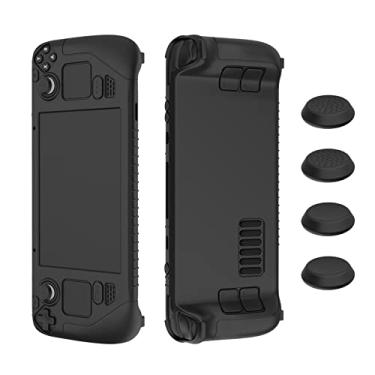 Imagem de Ankersaila Capa compatível com Steam Deck, silicone macio engrossado à prova de choque e capa protetora antiarranhões com 4 tampas basculantes (Balck)