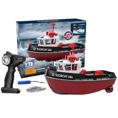 Imagem de Weendiypty RC Boat, 1/72 2.4Ghz RC Tugboat for Pools and Lakes, High-Speed Remote Control Boat Ship with Low Battery Reminder Boats Water Toys - RTR Version (Black+Red)