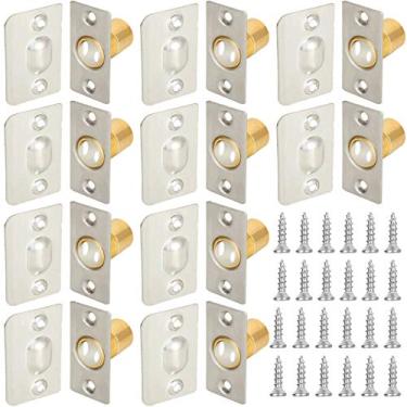 Imagem de AConnet Pacote com 10 travas de esfera ajustáveis – Ferragens de porta de armário de ajuste duplo, trava de rolamento de esferas de aço inoxidável para despensa, invisível, fecho de porta de armário