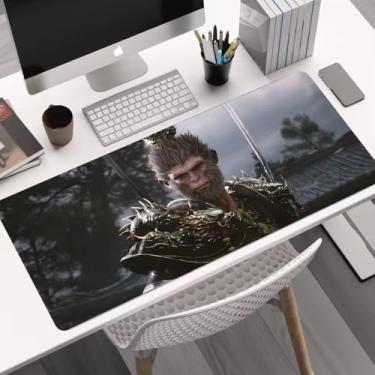 Imagem de Black Myth Wukong Game Mouse Pad – Tapete de mouse grande antiderrapante para jogos com bordas costuradas, tapete de mesa para laptop, computador e PC – almofada de pulso para jogadores, escritório e