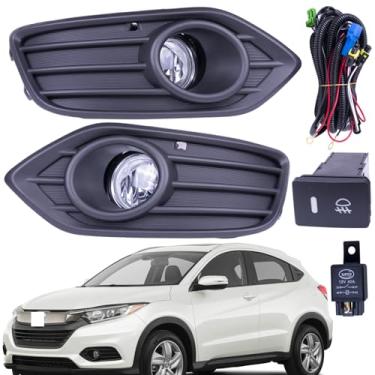Imagem de Prefer Warehouse Um conjunto de lâmpadas de farol de neblina + capas + interruptor + suportes + fiação compatível com Honda HR-V HRV 2019-2022 substitui HO1038158 HO1039158 HO2592143 HO2592136