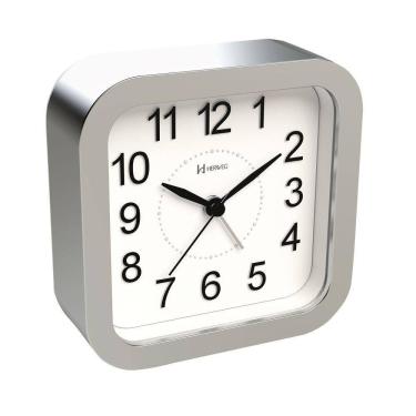 Imagem de Relógio Despertador Quartz Herweg Silencioso Luz 2644 Prata - Prata