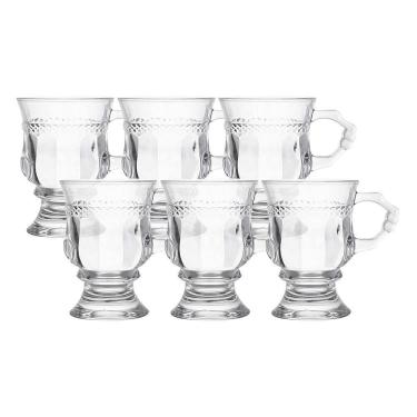 Imagem de Jogo 6 Caneca De Café 117ml Hanover Vidro Cristalino Transparente Xícara Em Casa Tem
