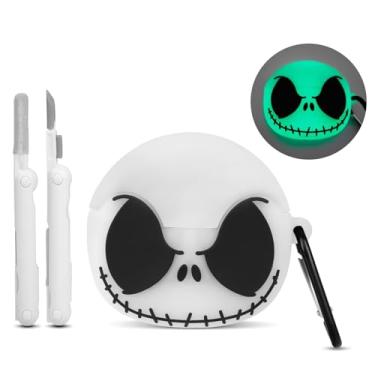 Imagem de Capa compatível com Samsung Galaxy Buds 3 Pro e Galaxy Buds 3 com kit de limpeza, capas protetoras de caveira de silicone macio que brilha no escuro para Galaxy Buds 3/Galaxy Buds 3 Pro, capa para