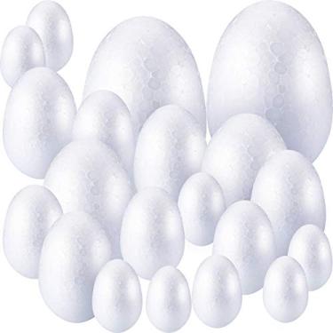 Imagem de 20 peças de 6 tamanhos de espuma para artesanato ovo de páscoa, espuma de ovo, branco, isopor, ovo de páscoa, ovo suave, ovo, de poliestireno, natural, bola de ovo feita à mão para pintura, decoração de artesanato