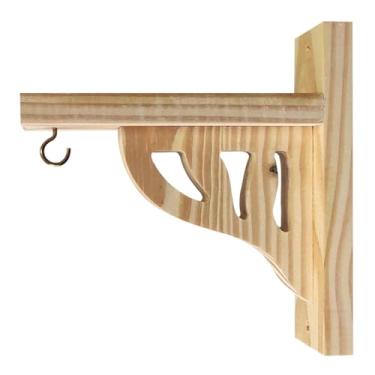 Imagem de Suporte Mão Francesa Abstrato em Madeira de Pinus para Vasos de Plantas Cor:PINUS NATURAL;Tamanho:20X20X4,8 CM