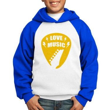Imagem de Moletom Infantil Love Music - Foca na Moda, Branco, Azul, 14