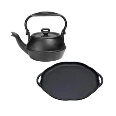 Imagem de Conjunto Chaleira Ferro Fundido Tradição 2 Litros Mais Chapa Petisco d