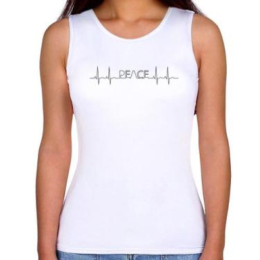 Imagem de Regata Feminina Batimentos Peace - Foca na Moda, Branco, M