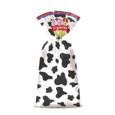 Imagem de Sacolinha Plástica para Lembrancinha Festa Fazendinha Vaquinha- Pacote