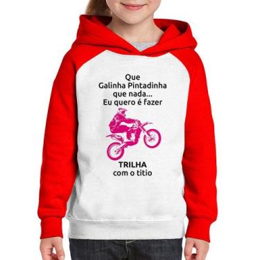 Imagem de Moletom Infantil Trilha com o titio (moto rosa) - Foca na Moda, Branco