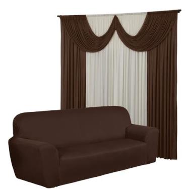 Imagem de Kit Sala Cortina 2 Metros Paris + Capa 4 Lugares Coladinha Spandex - D