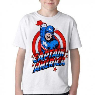 Imagem de Camiseta Infantil ou adulto Capitão América Cartoon Blusa Criança todo